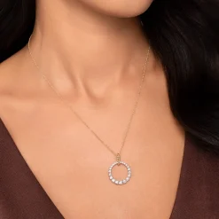 Online Gabriel & Co. 14K White Yellow Gold Diamond Drop Necklace 20mm-Bujukan