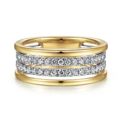 Clearance Gabriel & Co. 14K White-Yellow Gold Diamond Easy Stackable Ring