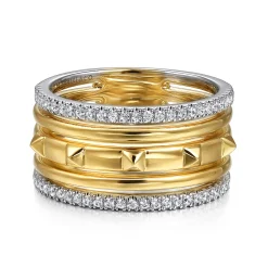 Outlet Gabriel & Co. 14K White Yellow Gold Diamond Easy Stackable Ring