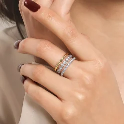 Best Gabriel & Co. 14K White Yellow Gold Diamond Easy Stackable Ring