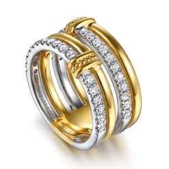 Outlet Gabriel & Co. 14K White Yellow Gold Diamond Easy Stackable Ring 0.6ct