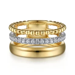 Outlet Gabriel & Co. 14K White Yellow Gold Diamond Easy Stackable Ring 0.35ct-Bujukan
