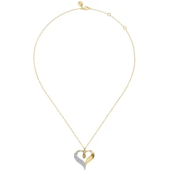 Gabriel & Co. 14K White Yellow Gold Diamond Heart Angel Wing Pendant Necklace