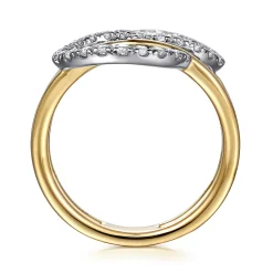 New Gabriel & Co. 14K White Yellow Gold Diamond Interlock Fashion Ring