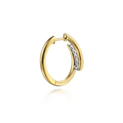 Gabriel & Co. 14K White Yellow Gold Diamond Intricate Hoop Earrings