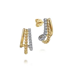 Outlet Gabriel & Co. 14K White Yellow Gold Diamond J Hoop Earrings-Bujukan