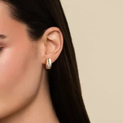 New Gabriel & Co. 14K White Yellow Gold Diamond J Hoop Earrings