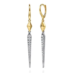 Best Gabriel & Co. 14K White Yellow Gold Diamond Kite Drop Earrings