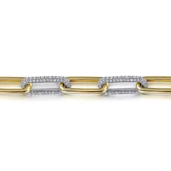 Discount Gabriel & Co. 14K White Yellow Gold Diamond Link Chain Bracelet