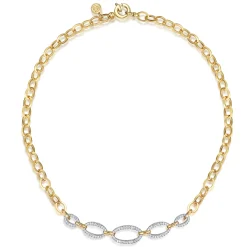 Online Gabriel & Co. 14K White Yellow Gold Diamond Link Chain Necklace