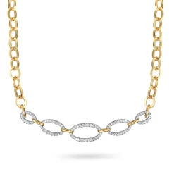 Online Gabriel & Co. 14K White Yellow Gold Diamond Link Chain Necklace