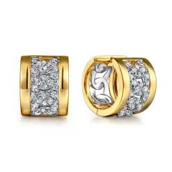 Best Gabriel & Co. 18K White Yellow Gold Diamond Link Huggie Earrings