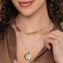Discount Gabriel & Co. 14K White-Yellow Gold Diamond Locket Necklace
