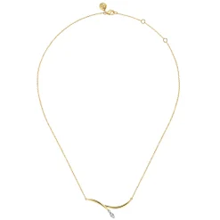 Clearance Gabriel & Co. 14K White Yellow Gold Diamond Marquise Bar Necklace