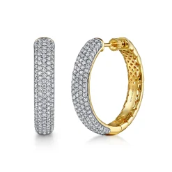 Discount Gabriel & Co. 14K White Yellow Gold Diamond 30mm Classic Hoop Earrings