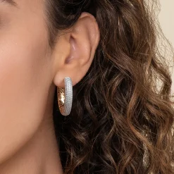 Discount Gabriel & Co. 14K White Yellow Gold Diamond 30mm Classic Hoop Earrings