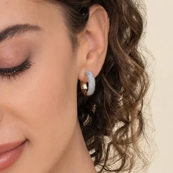 Gabriel & Co. 14K White Yellow Gold Diamond 20mm Classic Hoop Earrings