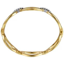 Sale Gabriel & Co. 14K White Yellow Gold Diamond Oval Link Bangle Bracelet