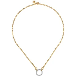 Clearance Gabriel & Co. 14K White Yellow Gold Diamond Paperclip Chain Necklace