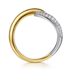 Sale Gabriel & Co. 14K White Yellow Gold Diamond Pave Bypass Ring