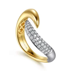 Sale Gabriel & Co. 14K White Yellow Gold Diamond Pave Bypass Ring