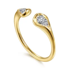 Outlet Gabriel & Co. 14K White Yellow Gold Diamond Pear Open Ring