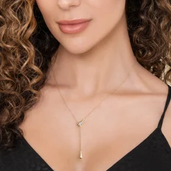 Best Gabriel & Co. 14K White Yellow Gold Diamond Pear Y Necklace