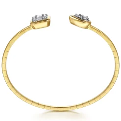 New Gabriel & Co. 14K White Yellow Gold Diamond Pear Open Bangle Bracelet