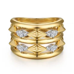 Best Gabriel & Co. 14K White Yellow Gold Diamond Rhombus Easy Stackable Ring
