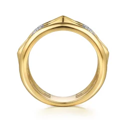 Best Gabriel & Co. 14K White Yellow Gold Diamond Rhombus Easy Stackable Ring