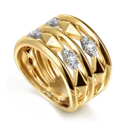 Best Gabriel & Co. 14K White Yellow Gold Diamond Rhombus Easy Stackable Ring