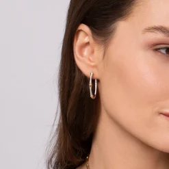 Outlet Gabriel & Co. 14K White Yellow Gold Diamond Rhombus Intricate Hoop Earrings