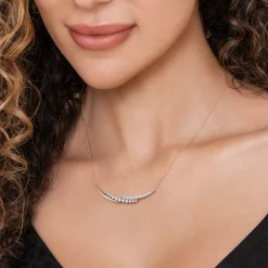 New Gabriel & Co. 14K White Yellow Gold Diamond Spike Bar Necklace