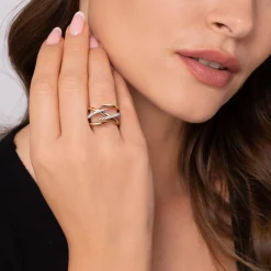 Online Gabriel & Co. 14K White Yellow Gold Diamond Spike Cross Cross Ring