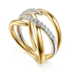 Online Gabriel & Co. 14K White Yellow Gold Diamond Spike Cross Cross Ring