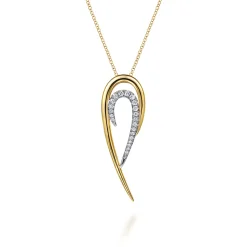 Clearance Gabriel & Co. 14K White Yellow Gold Diamond Spike Drop Necklace
