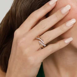 Gabriel & Co. 14K White Yellow Gold Diamond Spike Bypass Ring