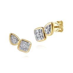 Best Gabriel & Co. 14K White Yellow Gold Diamond Stud Earrings