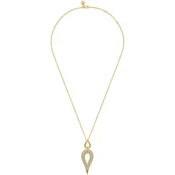 Best Gabriel & Co. 14K White Yellow Gold Diamond Teardrop Necklace