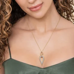 Best Gabriel & Co. 14K White Yellow Gold Diamond Teardrop Necklace