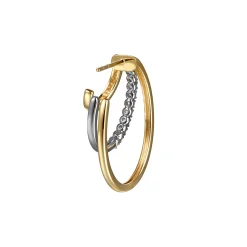 Clearance Gabriel & Co. 14K White Yellow Gold Diamond Three Row J Hoop Stud Earrings