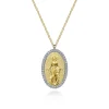 Clearance Gabriel & Co. 14K White-Yellow Gold Diamond Virgin Mary Pendant Necklace
