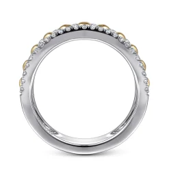 Online Gabriel & Co. 14K White Yellow Gold Diamond Wide Band Ring-Bujukan