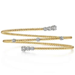 Sale Gabriel & Co. 14K White-Yellow Gold Diamond Wrap Bangle