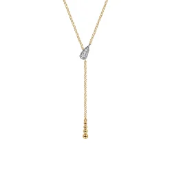 Gabriel & Co. 14K White Yellow Gold Diamond Y Necklace-Bujukan