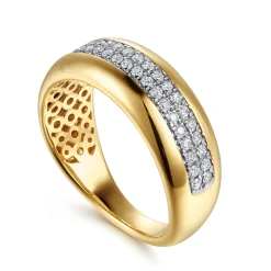 Discount Gabriel & Co. 14K White Yellow Gold Double Row Diamond Wide Band Ring