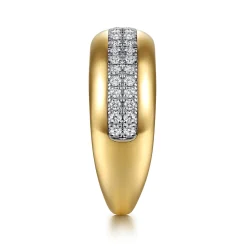 Discount Gabriel & Co. 14K White Yellow Gold Double Row Diamond Wide Band Ring