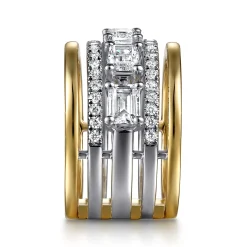 Hot Gabriel & Co. 14K White Yellow Gold Emerald Cut Diamond Easy Stackable Ring
