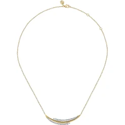 Best Gabriel & Co. 18K White Yellow Gold Graduating Diamond Bar Necklace