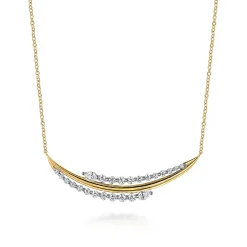 Best Gabriel & Co. 18K White Yellow Gold Graduating Diamond Bar Necklace